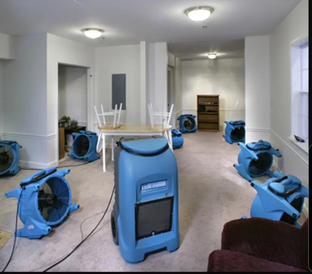 Air movers and dehumidifier setup for Water Extraction & Removal in Pleasant Run